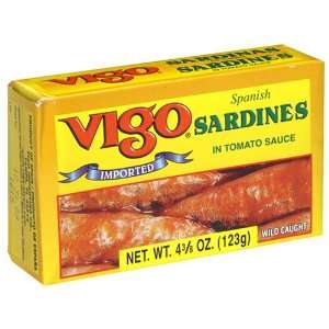 Vigo Sardines in Tomato Sauce, 4.375 Ounce Cans (Pack of 10)