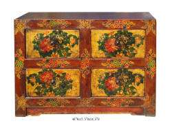   Antique Flower Hand Painting Four Drawers Dresser Cabinet WK2065
