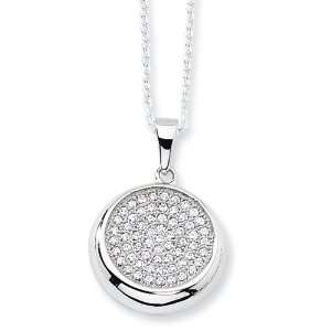 Sterling Silver & CZ Polished Circle Necklace Vishal 