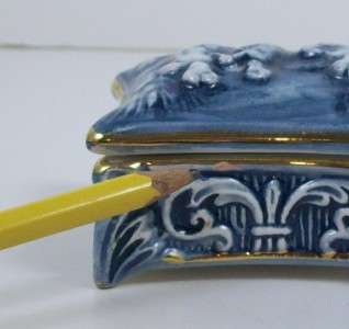   Capodimonte Italy Trinket Jewelry Box Cherubs in Bas Relief  
