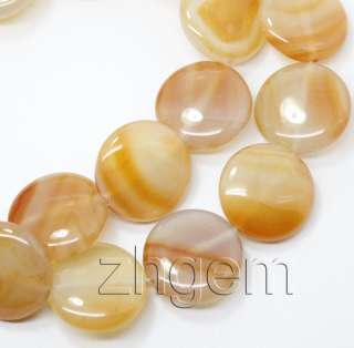 20mm coin agate loose beads gem stone strand 15.5long  