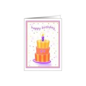  49 Years Old Happy Birthday Stacked Cake Lit Candle Card 