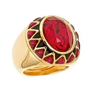  Kenneth Jay Lane   Polished Gold Ruby Cocktail Ring with 