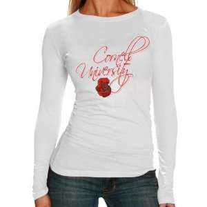   Big Red Ladies White Script and Logo Long Sleeve T shirt: Sports