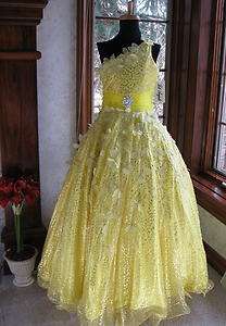 Lil Anjali 1017 Sparkling Yellow Girls Pageant Gown sz 10  