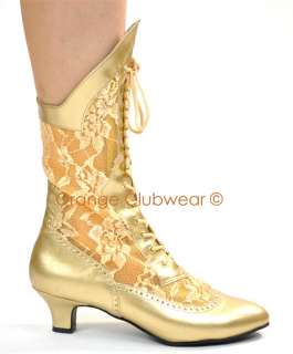 Lace Colonial Victorian Old West Vintage Style Boots  