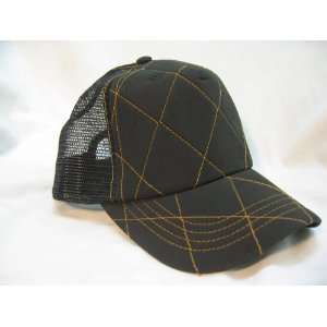  BLACK WITH GOLD TRIM MESH TRUCKER HAT CAP HATS CAPS 
