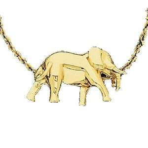  18K Yellow Gold Elephant Slide Pendant: Jewelry