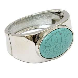   Silvertone/Turquoise Bangle Bracelet Fashion Jewelry Jewelry