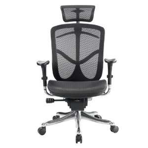  Eurotech Fuzion High Back Black Mesh Chair w/ Aluminum 
