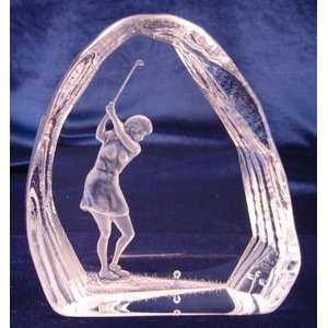  Intaglio Engraved Female Golfer Sculpture