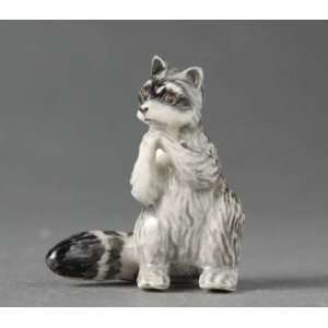  Miniature Porcelain Animals Raccoon Sitting #710