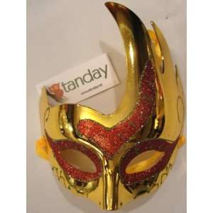    Tanday Yellow Mardi Gras Harlequin Party Mask. 