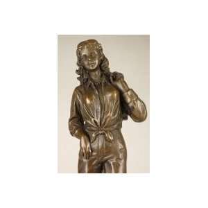 Woman Shop to Drop Bronze Sculpture Statue Figure  Kitchen 