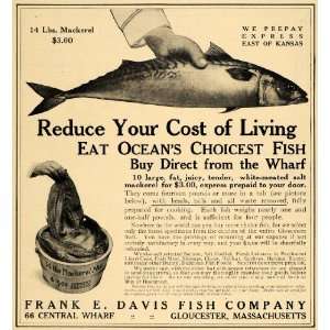 1910 Ad Mackerel Frank E Davis Fish Company Gloucester   Original 