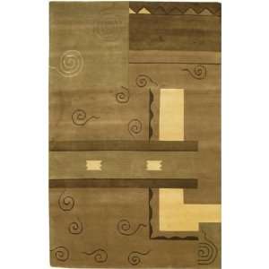  5x76 Aadi Hand knotted Rug, Green, Brown, Carpet: Home 