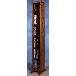    Solid Oak 6 Row 80 DVD Capacity Cabinet Tower
