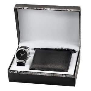   Watch Gift Set   Watch, Black Leather Wallet and Pen Electronics