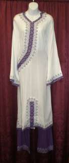  piece long tunic abaya with pants Modest Dress with pants Hijab Purple