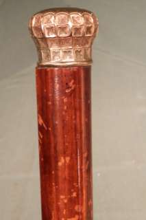 Antique Victorian Gothic ORNATE Gold Filedl Head Walking Stick Cane 