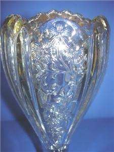 Indiana Glass Panelled Heather Crystal Gold Vase EAPG  