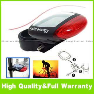 Solar Power LED Bicycle Bike Rear Tail Lamp Light Red  