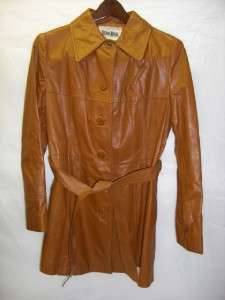 Womens  Long Brown Leather Jacket Sz 10  