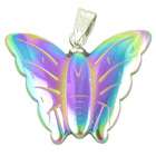   Amulets Lucky and Happy Butterfly Pendant in Rainbow Hematite Gemstone