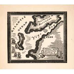  Vigo Bay Atlantic Ocean Peninsula Morrezzo Treasure Map Pirate 