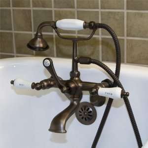 Wall Mount English Telephone Faucet (w/ Porcelain Lever Hot & Cold 