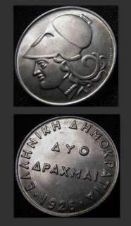 1926 GREECE 2 DRACHMAI BRILL. UNCIRCULATED  
