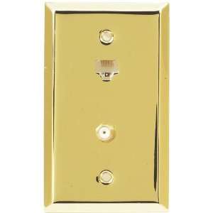  Bright Brass Steel   1 Data / 1 Cable Wallplate
