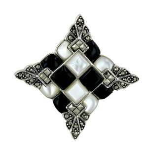    of Pearl and Onyx Art Decoration Pin: Silver Empire Jewelry: Jewelry
