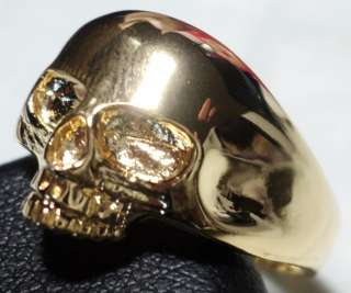   BRASS WITH REAL 24K YELLOW GOLD PLATED SKULL RING lady version