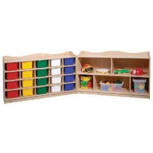   Heirloom Cubby with Colored Plastic Trays and Storage
