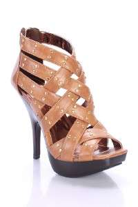 Women High Heel Sandal Shoes Bumper Camel Tan Kvas NEW!  