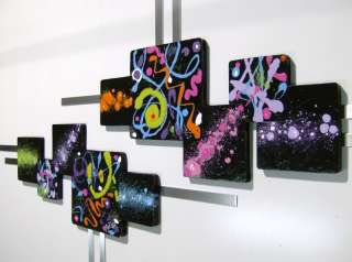 ULTRA ABSTRACT BLACK SQUARES WALL SCULPTURE,Wood,Metal  