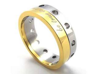 STAINLESS STEEL GOLD BLACK MANS BOYS RING FREE SHIPPIING 7MM WIDE 
