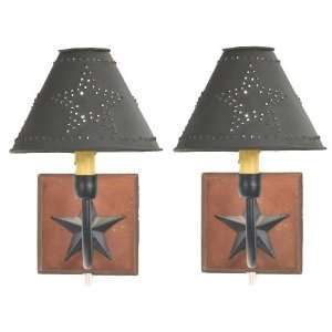   with Punched Tin Western Star Lamp Shade, Set of 2