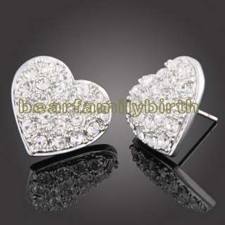 18K gold Gp Swarovski Crystal heart jewelry set 670  