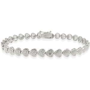  Sterling Silver Diamond accent Heart Bracelet: Jewelry
