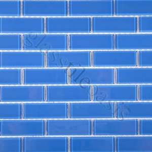  Royal Blue 1 x 3 Blue Crystile Solids Glossy Glass Tile 
