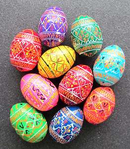 Pysanka, 10 Ukrainian Woden Easter Eggs, Medium  