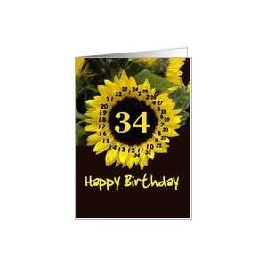  34 Years Birthday Card with Sunflower Card: Toys & Games
