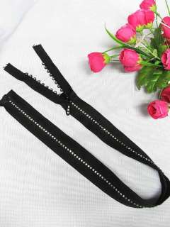 22 inches Open End Bling Bling Crystal Embellisehed Plastic Zipper 