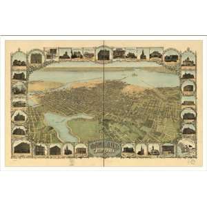 Historic Oakland, California, c. 1900 (L) Panoramic Map Poster Print 