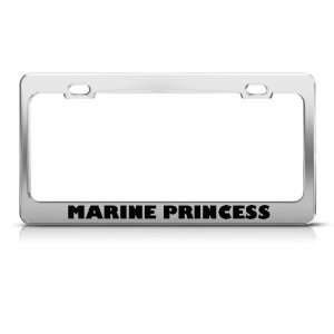 Marine Princess Military license plate frame Stainless Metal Tag 
