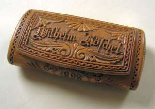 Chip Carved and Decorated German Snuff Box Dated 1898  