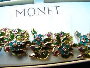 Monet Bracelet Floral Pattern Green Purple Blue Never been out of the 