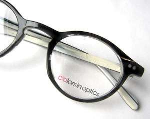   Optics Hornrim Round Eyeglasses Eyeglass Frames Black White Pearlized
